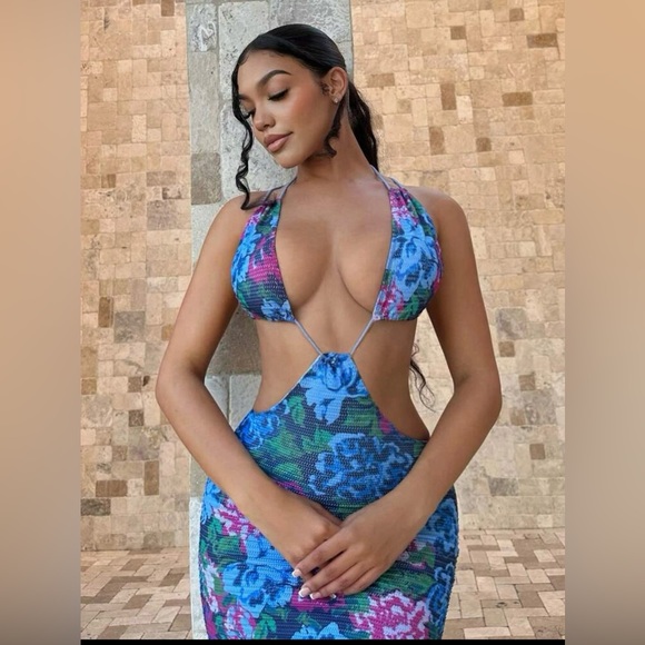 SHEIN SXY Floral Print Dress Sz M - Picture 3 of 5